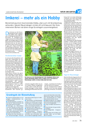 Landwirtschaftliches Wochenblatt NATUR UND GARTEN Imkerei – mehr als ein Hobby Bienenhaltung ist ein faszinierendes Hobby, aber auch mit Verantwortung verbunden.