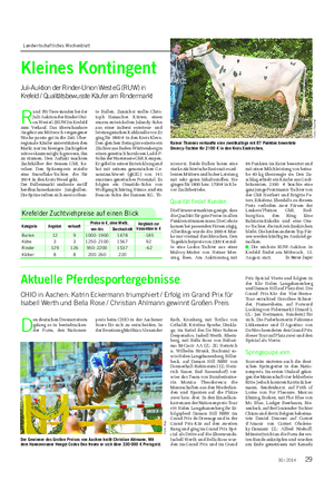Landwirtschaftliches Wochenblatt TIER Kleines Kontingent Juli-Auktion der Rinder-Union West eG (RUW) in Krefeld / Qualitätsbewusste Käufer am Rindermarkt R und150Tierestandenbeider Juli-AuktionderRinder-Uni- on West eG (RUW) in Krefeld zum Verkauf.