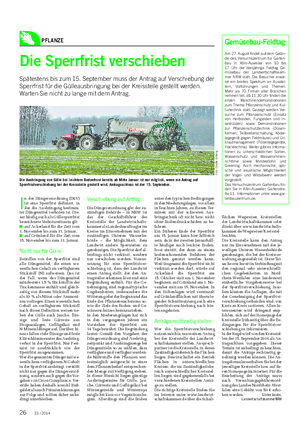 PFLANZE Landwirtschaftliches Wochenblatt Die Sperrfrist verschieben Spätestens bis zum 15.
