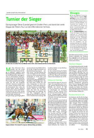 Landwirtschaftliches Wochenblatt Turnier der Sieger Olympiasieger Steve Guerdat gewinnt Großen Preis und damit die vierte Etappe der Riders Tour vor dem Münsteraner Schloss.