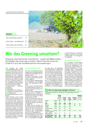 Landwirtschaftliches Wochenblatt HERBSTBESTELLUNG INHALT Wie das Greening umsetzen?