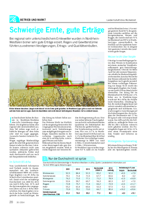 BETRIEB UND MARKT Landwirtschaftliches Wochenblatt I m Durchschnitt haben die Bau- ern in Nordrhein-Westfalen eine tolle Getreideernte einge- fahren.