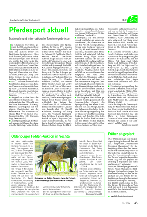 Landwirtschaftliches Wochenblatt TIER I m belgischen Wolvertem ge- wann der US-Amerikaner Kent Farrington auf Willow von Gui- dam den „Großen Preis“ des Drei-Sterne-Springturniers.