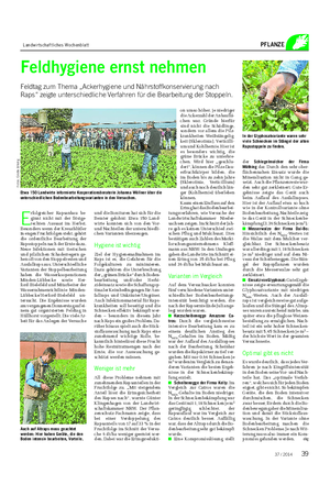 Landwirtschaftliches Wochenblatt PFLANZE Feldhygiene ernst nehmen Feldtag zum Thema „Ackerhygiene und Nährstoffkonservierung nach Raps“ zeigte unterschiedliche Verfahren für die Bearbeitung der Stoppeln.