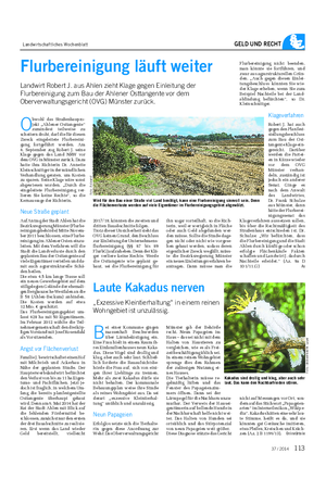 Landwirtschaftliches Wochenblatt GELD UND RECHT Flurbereinigung läuft weiter Landwirt Robert J.