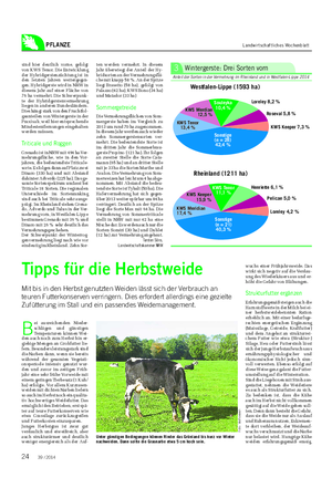 PFLANZE Landwirtschaftliches Wochenblatt Tipps für die Herbstweide Mit bis in den Herbst genutzten Weiden lässt sich der Verbrauch an teuren Futterkonserven verringern.