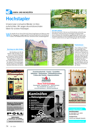KAMIN- UND KACHELÖFEN Landwirtschaftliches Wochenblatt Hochstapler Unsere Leser sind wahre Meister im Holz- aufschichten.