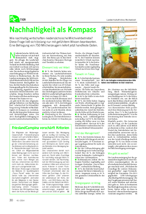 TIER Landwirtschaftliches Wochenblatt Nachhaltigkeit als Kompass Wie nachhaltig wirtschaften niedersächsische Milchviehbetriebe?