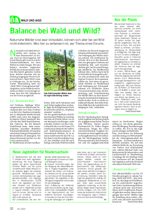 WALD UND JAGD Landwirtschaftliches Wochenblatt Balance bei Wald und Wild?
