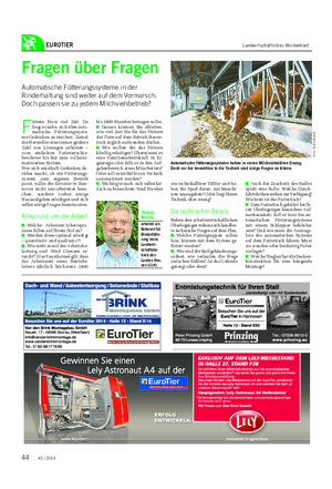 EUROTIER Landwirtschaftliches Wochenblatt Fragen über Fragen Automatische Fütterungssysteme in der Rinderhaltung sind weiter auf dem Vormarsch.