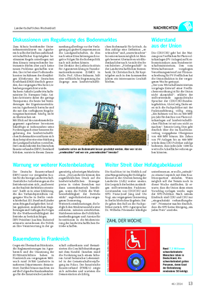 Landwirtschaftliches Wochenblatt NACHRICHTEN ZAHL DER WOCHE Rund 7,3 Millionen schwerbehinderte Menschen leben in Deutschland.