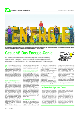TECHNIK UND NEUE ENERGIE Landwirtschaftliches Wochenblatt Gesucht!