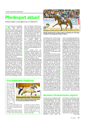 Landwirtschaftliches Wochenblatt TIER Pferdesport aktuell Platzierungen und Ergebnisse im Überblick D oha in Katar war Finalplatz der „Global Champions Tour“.