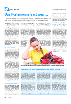 BLICK INS LAND Landwirtschaftliches Wochenblatt Das Portemonnaie ist weg … … und das Handy auch?