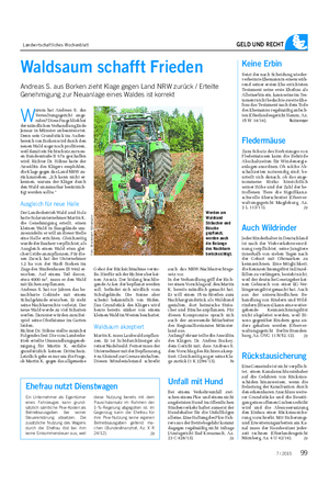 Landwirtschaftliches Wochenblatt GELD UND RECHT Waldsaum schafft Frieden Andreas S.
