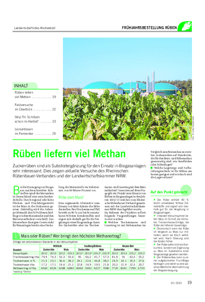 Landwirtschaftliches Wochenblatt FRÜHJAHRSBESTELLUNG RÜBEN INHALT Rüben liefern viel Methan .