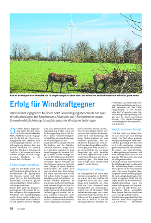 GELD UND RECHT Landwirtschaftliches Wochenblatt D as Urteil könnte Signalwir- kung haben für den weite- ren Ausbau der Windkraft in NRW.