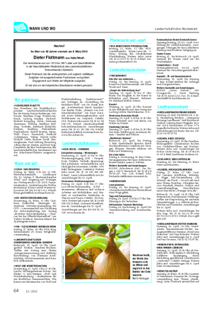 WANN UND WO Landwirtschaftliches Wochenblatt Pferdezucht und -sport • WLV-ARBEITSKREIS PFERDEHALTUNG Montag, 23.