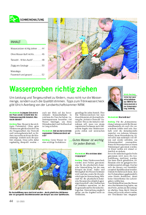 SCHWEINEHALTUNG Landwirtschaftliches Wochenblatt INHALT Wasserproben richtig ziehen .