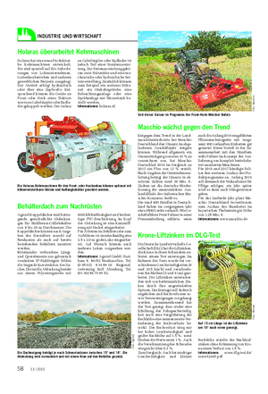 INDUSTRIE UND WIRTSCHAFT Landwirtschaftliches Wochenblatt Holaras überarbeitet Kehrmaschinen Holaras hat eine neue Produktrei- he Kehrmaschinen entwickelt.