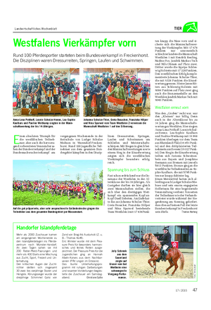 Landwirtschaftliches Wochenblatt TIER Westfalens Vierkämpfer vorn Rund 100 Pferdesportler starteten beim Bundesvierkampf in Freckenhorst.