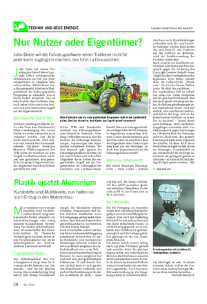 TECHNIK UND NEUE ENERGIE Landwirtschaftliches Wochenblatt Plastik ersetzt Aluminium Kunststoffe sind Multitalente, nun halten sie auch Einzug in den Motorenbau.