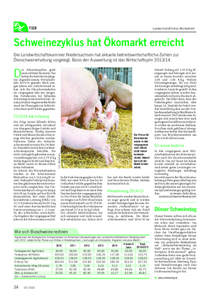 TIER Landwirtschaftliches Wochenblatt D er Schweinezyklus greift auch auf dem Ökomarkt.
