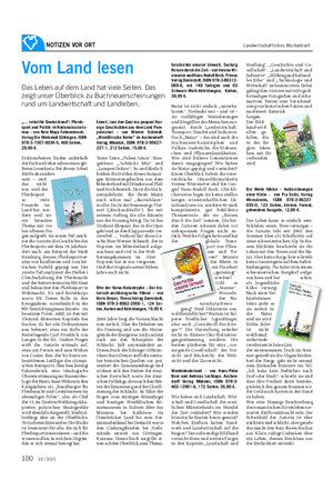 NOTIZEN VOR ORT Landwirtschaftliches Wochenblatt Vom Land lesen Das Leben auf dem Land hat viele Seiten.