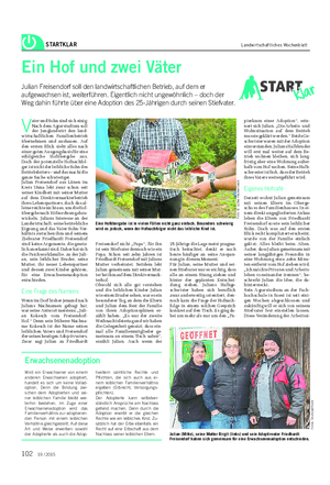 STARTKLAR Landwirtschaftliches Wochenblatt Ein Hof und zwei Väter Julian Freisendorf soll den landwirtschaftlichen Betrieb, auf dem er aufgewachsen ist, weiterführen.