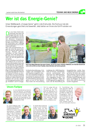 Landwirtschaftliches Wochenblatt TECHNIK UND NEUE ENERGIE Unsere Fachjury Dr.