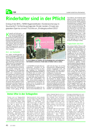 TIER Landwirtschaftliches Wochenblatt K ompakt und informativ – so lässt sich das diesjährige Fo- rum „Rindergesundheit“ des Rheinischen Landwirtschafts-Ver- bandes und der Landwirtschafts- kammer (LWK) NRW am besten be- schreiben.