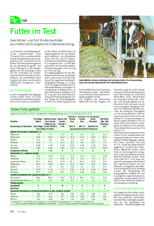 TIER Landwirtschaftliches Wochenblatt Futter im Test Zwei Kälber- und fünf Rindermastfutter durchliefen die Energetische Futterwertprüfung.