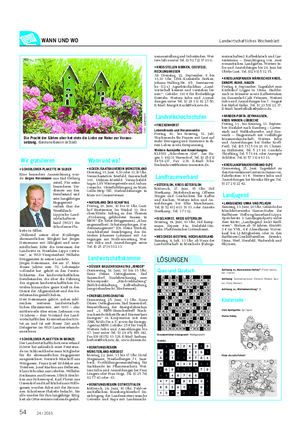 WANN UND WO Landwirtschaftliches Wochenblatt nenausstellung und Infoständen.
