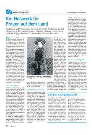WESTFÄLISCHE KÖPFE Landwirtschaftliches Wochenblatt Ein Netzwerk für Frauen auf dem Land Ausbildung und Vereinswesen waren im ländlichen Westfalen lange Zeit Männersache.