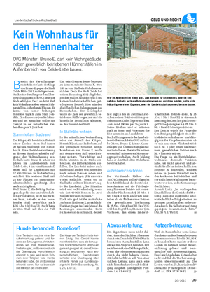 Landwirtschaftliches Wochenblatt GELD UND RECHT Kein Wohnhaus für den Hennenhalter OVG Münster: Bruno E.