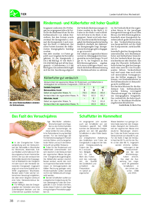 TIER Landwirtschaftliches Wochenblatt Rindermast- und Kälberfutter mit hoher Qualität Insgesamt umfassten die Prüfun- gen im vergangenen Jahr acht Fut- ter für die Rindermast bzw.
