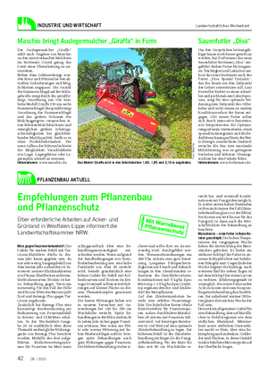 INDUSTRIE UND WIRTSCHAFT Landwirtschaftliches Wochenblatt Empfehlungen zum Pflanzenbau und Pflanzenschutz Über erforderliche Arbeiten auf Acker- und Grünland in Westfalen-Lippe informiert die Landwirtschaftskammer NRW.