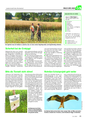 Landwirtschaftliches Wochenblatt WALD UND JAGD Bitte die Tierwelt nicht stören!