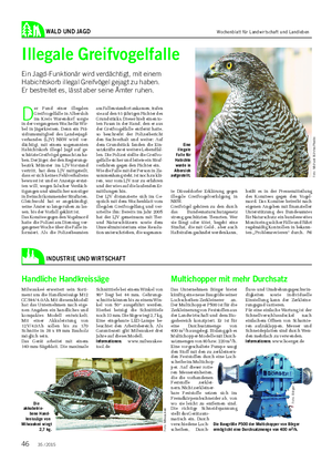 WALD UND JAGD Illegale Greifvogelfalle Ein Jagd-Funktionär wird verdächtigt, mit einem Habichtskorb illegal Greifvögel gejagt zu haben.