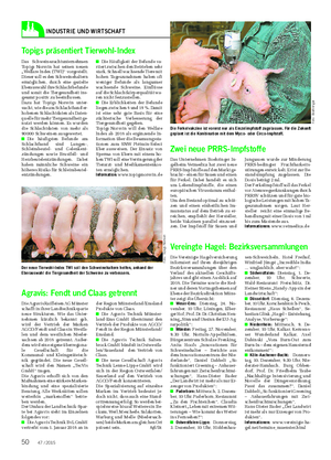 INDUSTRIE UND WIRTSCHAFT Topigs präsentiert Tierwohl-Index Das Schweinezuchtunternehmen Topigs Norsvin hat seinen neuen „Welfare Index (TWI)“ vorgestellt.