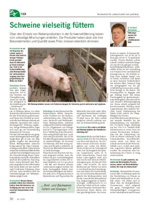 TIER Schweine vielseitig füttern Über den Einsatz von Nebenprodukten in der Schweinefütterung lassen sich vielseitige Mischungen erstellen.