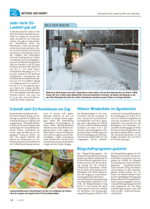 Wochenblatt für Landwirtschaft und LandlebenBETRIEB UND MARKT Während an Weihnachten noch milde Temperaturen vorherrschten, hielt mit dem Jahreswechsel der Winter in NRW Einzug.