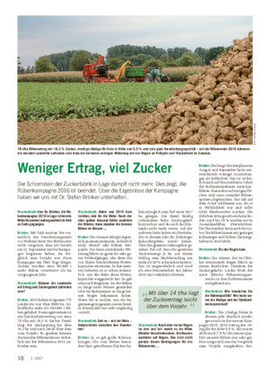 Wochenblatt für Landwirtschaft und LandlebenPFLANZE Weniger Ertrag, viel Zucker Der Schornstein der Zuckerfabrik in Lage dampft nicht mehr.