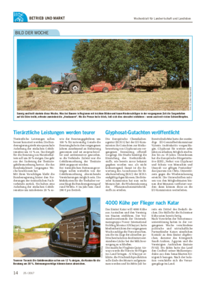 Wochenblatt für Landwirtschaft und LandlebenBETRIEB UND MARKT Sonnig und heiß startete diese Woche.