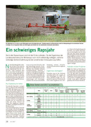 Wochenblatt für Landwirtschaft und LandlebenPFLANZE Ein schwieriges Rapsjahr Nicht alle Rapsanbauer sind mit der Ernte zufrieden.