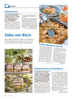 Wochenblatt für Landwirtschaft und LandlebenREZEPTE Süßes vom Blech Wochenblatt-Leserinnen haben uns ihre liebsten Rezepte für Blechkuchen geschickt.
