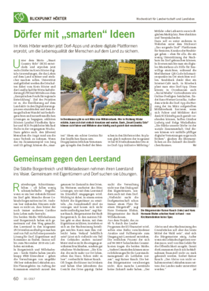 Wochenblatt für Landwirtschaft und LandlebenBLICKPUNKT HÖXTER Dörfer mit „smarten“ Ideen Im Kreis Höxter werden jetzt Dorf-Apps und andere digitale Plattformen erprobt, um die Lebensqualität der Menschen auf dem Land zu sichern.