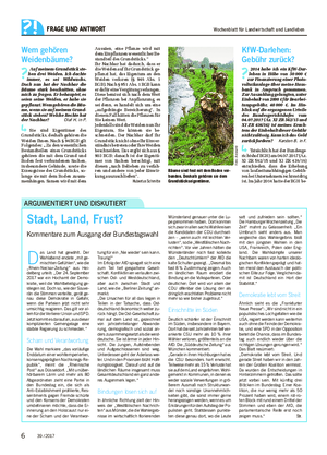 Wochenblatt für Landwirtschaft und LandlebenFRAGE UND ANTWORT ARGUMENTIERT UND DISKUTIERT Stadt, Land, Frust?