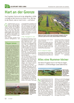 Wochenblatt für Landwirtschaft und LandlebenBLICKPUNKT KREIS UNNA Hart an der Grenze Der Flughafen Dortmund ist der drittgrößte in NRW und liegt auf der Grenze zum Kreis Unna.