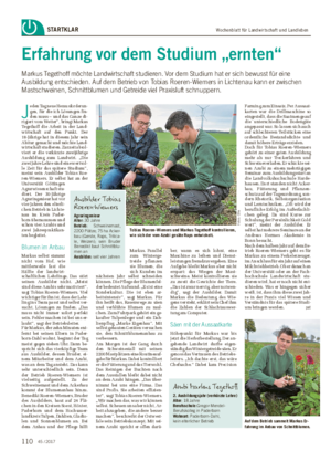 Wochenblatt für Landwirtschaft und LandlebenSTARTKLAR Erfahrung vor dem Studium „ernten“ Markus Tegethoff möchte Landwirtschaft studieren.